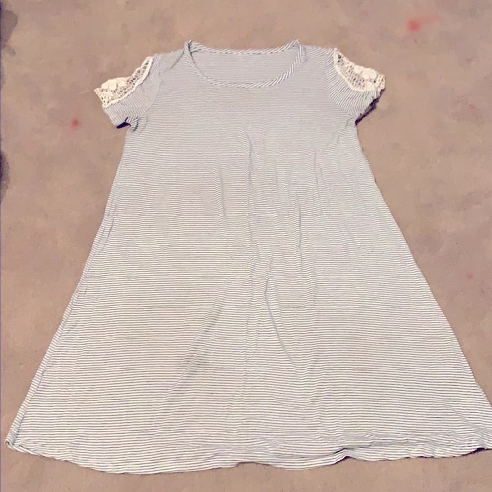 Gray and white striped dress